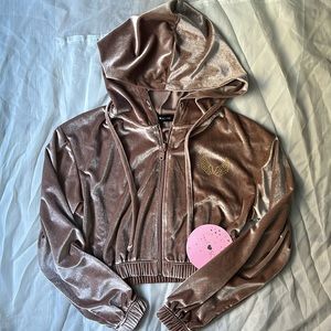 Track Suit Jacket Velour Cropped Zip-Up